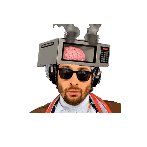 Man with Microwave Head and Brain Screen