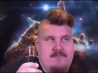 Man With Mohawk and Mustache Holding Cell Phone in Space