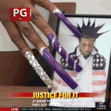 Man With Mohawk and Purple Nails on PG TV Screen