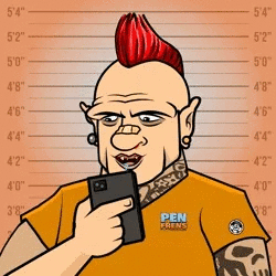 Man With Mohawk Holding Cell Phone