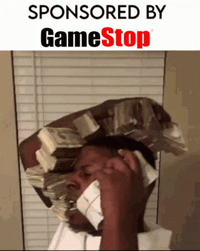 Man With Money Stack On Head Talking GIF