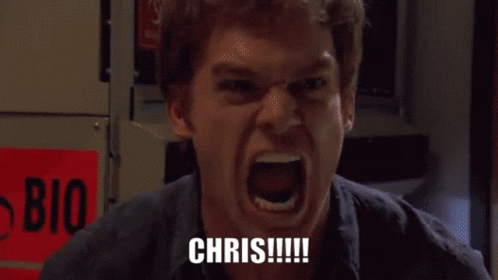 Man With Mouth Open and Chris on Face