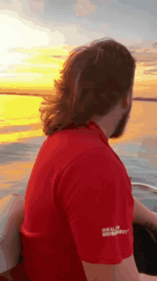 Man With Mullet Looking Sunset GIF