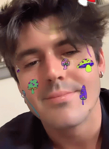 Man With Mushrooms on Face