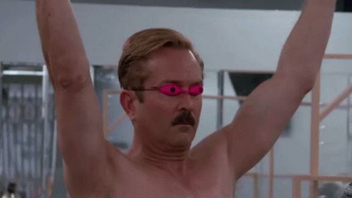 Man with Mustache and Pink Goggles