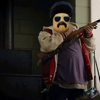 Man With Mustache And Sunglasses Holding Gun GIF