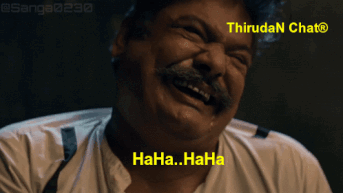 Man with Mustache and Suspenders Laughing