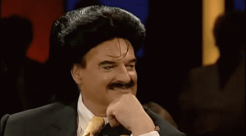 Man With Mustache And Wig GIF