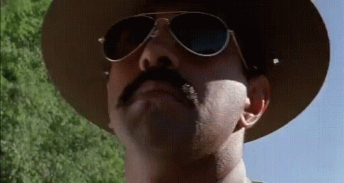 Man with Mustache, Cowboy Hat and Sunglasses