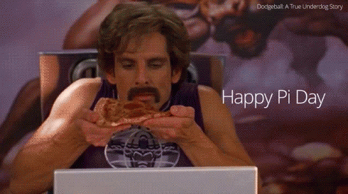 Man With Mustache Eating Pizza Laptop Happy Pi Day GIF