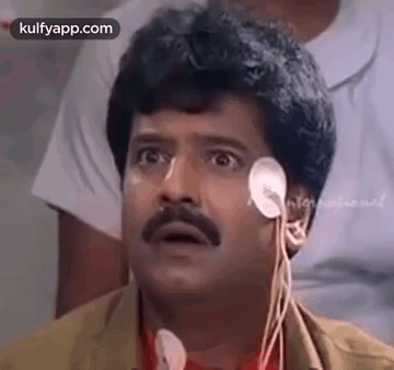 Man With Mustache Headphones Surprised Face GIF