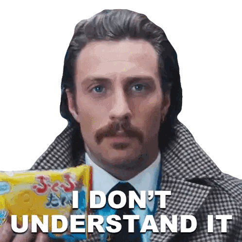 Man With Mustache Holding Bag Saying I Don't Understand It