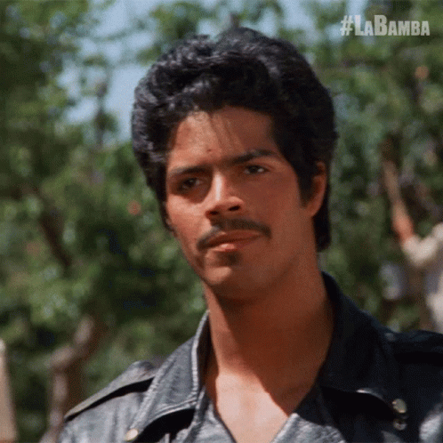 Man With Mustache In Black Leather Jacket Hashtag Labamba GIF