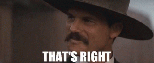 Man With Mustache In Cowboy Hat Smiling Saying That's Right GIF
