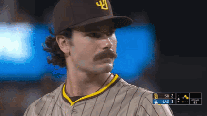 Man With Mustache in Padres Baseball Uniform