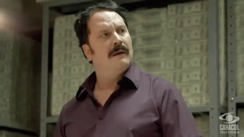 Man with Mustache in Purple Shirt