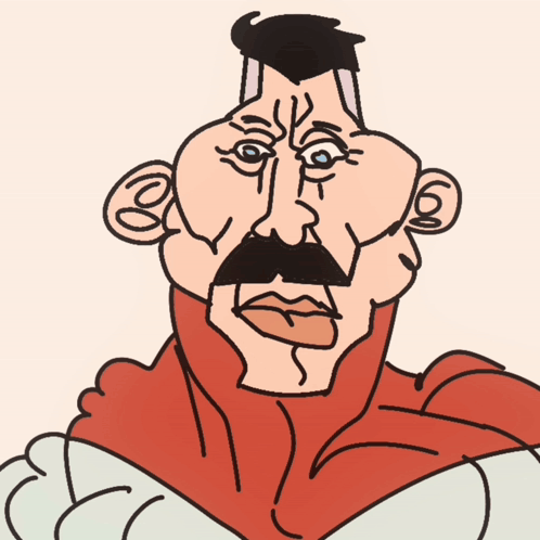 Man with Mustache in Red Shirt