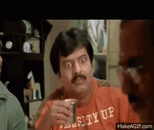 Man With Mustache In Red Shirt Saying Nasty Up GIF