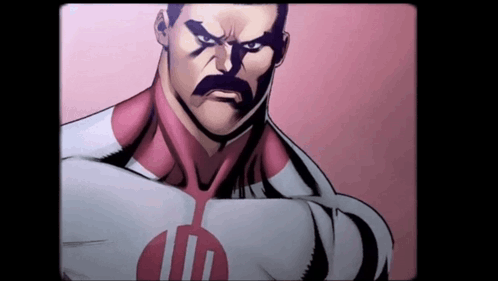 Man With Mustache in Superhero Costume With ID