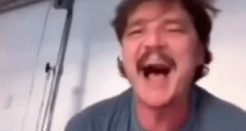Man With Mustache Laughing Blurry Photo GIF