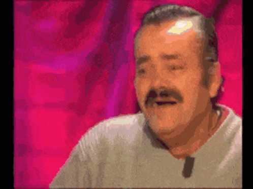 Man With Mustache Laughing Mouth Open