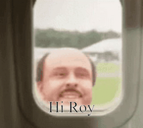 Man With Mustache Looking Out Airplane Window Hi Roy GIF