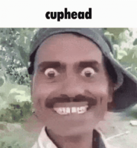 Man with Mustache Making Funny Face Cuphead