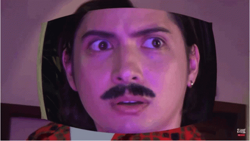 Man With Mustache On TV GIF