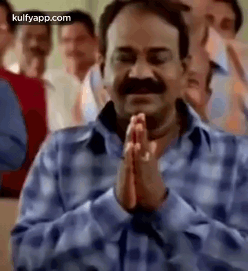 Man With Mustache Praying To Crowd GIF