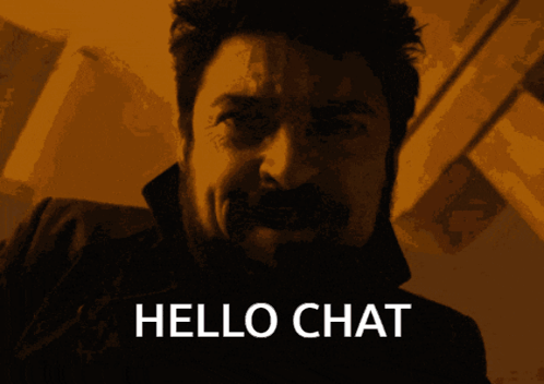 Man with Mustache Saying Hello Chat