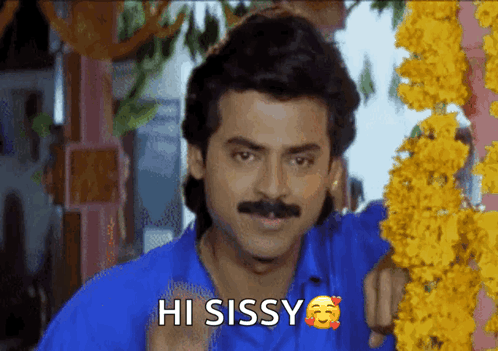Man With Mustache Saying Hi Sissy GIF