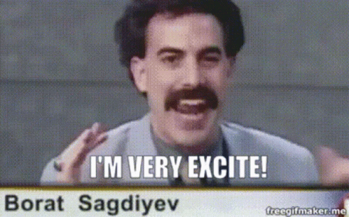 Man With Mustache Saying I'm Very Excited