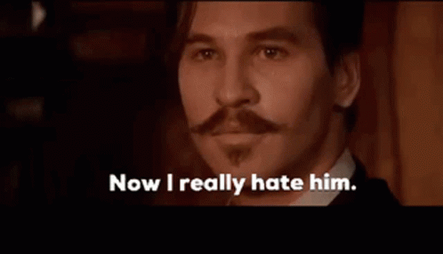 Man with Mustache Saying I Really Hate Him