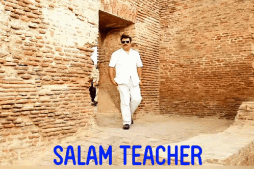 Man with Mustache Saying Salam Teacher