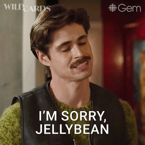 Man With Mustache Saying Sorry Jelly Bean GIF