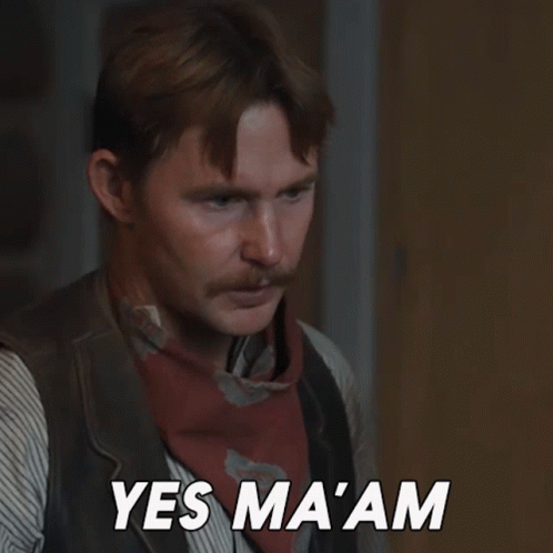 Man with Mustache Saying Yes Ma'am