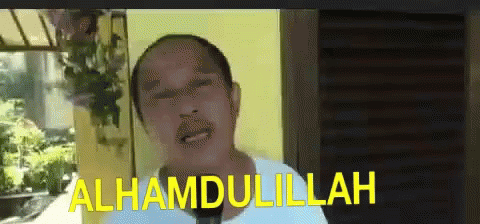 Man With Mustache Says Alhamdulillah in Yellow Letters