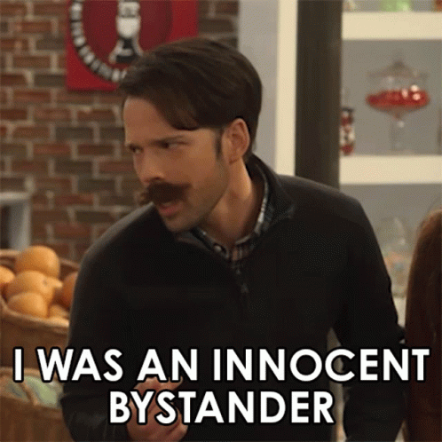 Man With Mustache Says He Was Innocent Bystander GIF