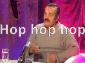 Man With Mustache Sitting At Microphone Saying Hop Hop Hop GIF