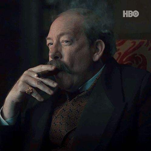 Man With Mustache Smoking Cigar GIF