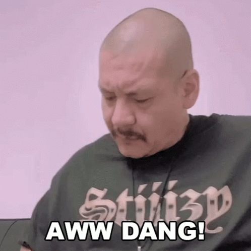 Man With Mustache Wearing Aww Dang Shirt GIF