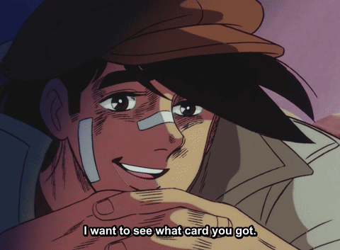 Man With Nose Bandage Smiling Says I Want To See What Card You Got GIF