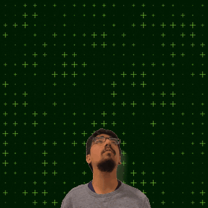 Man With Numbers 13 and 4 on Green Background
