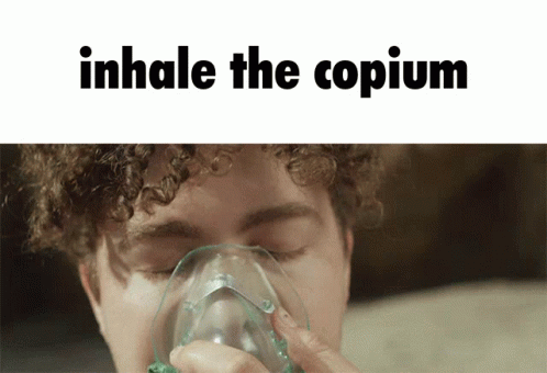 Man With Oxygen Mask Saying Inhale the Copium