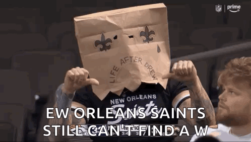 Man With Paper Bag on Head at Football Game