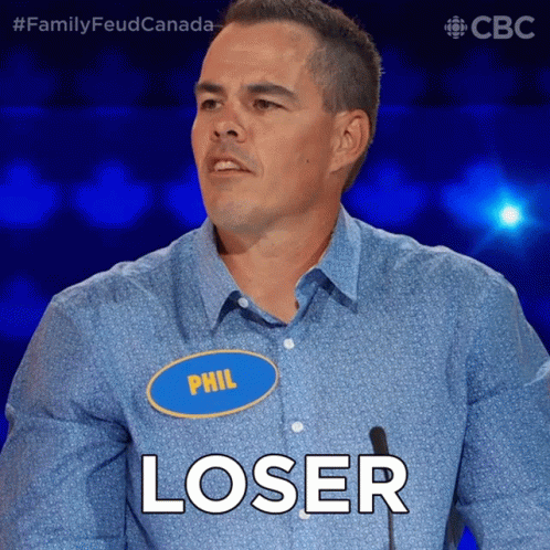 Man With Phil Name Tag And Loser GIF