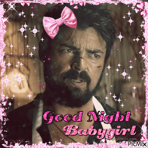 Man With Pink Bow Says Good Night Baby Girl