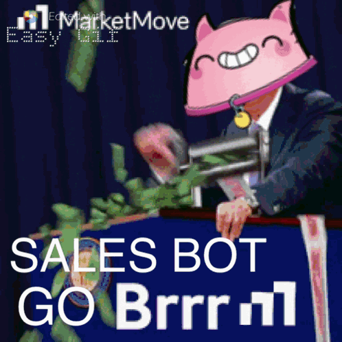 Man With Pink Cat Says Sales Bot Go Brrr