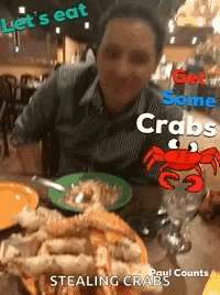 Man With Plate of Crabs and Beer