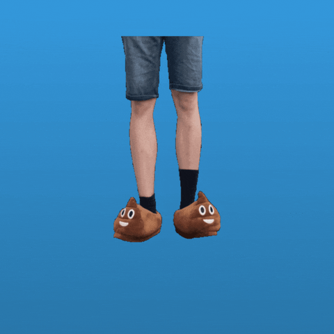 Man With Poop Slippers Jumping Boing GIF